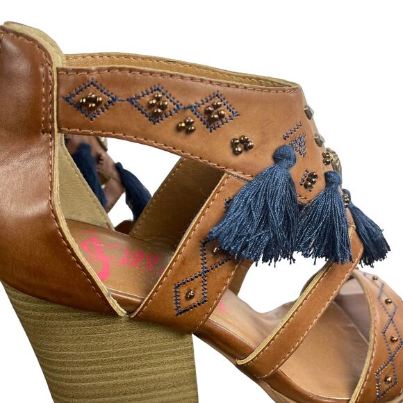 Essaouria Vegan Leather Brown Block Heel Boho Strappy Womens Shoes Jellipop sz 7 - Picture 5 of 13